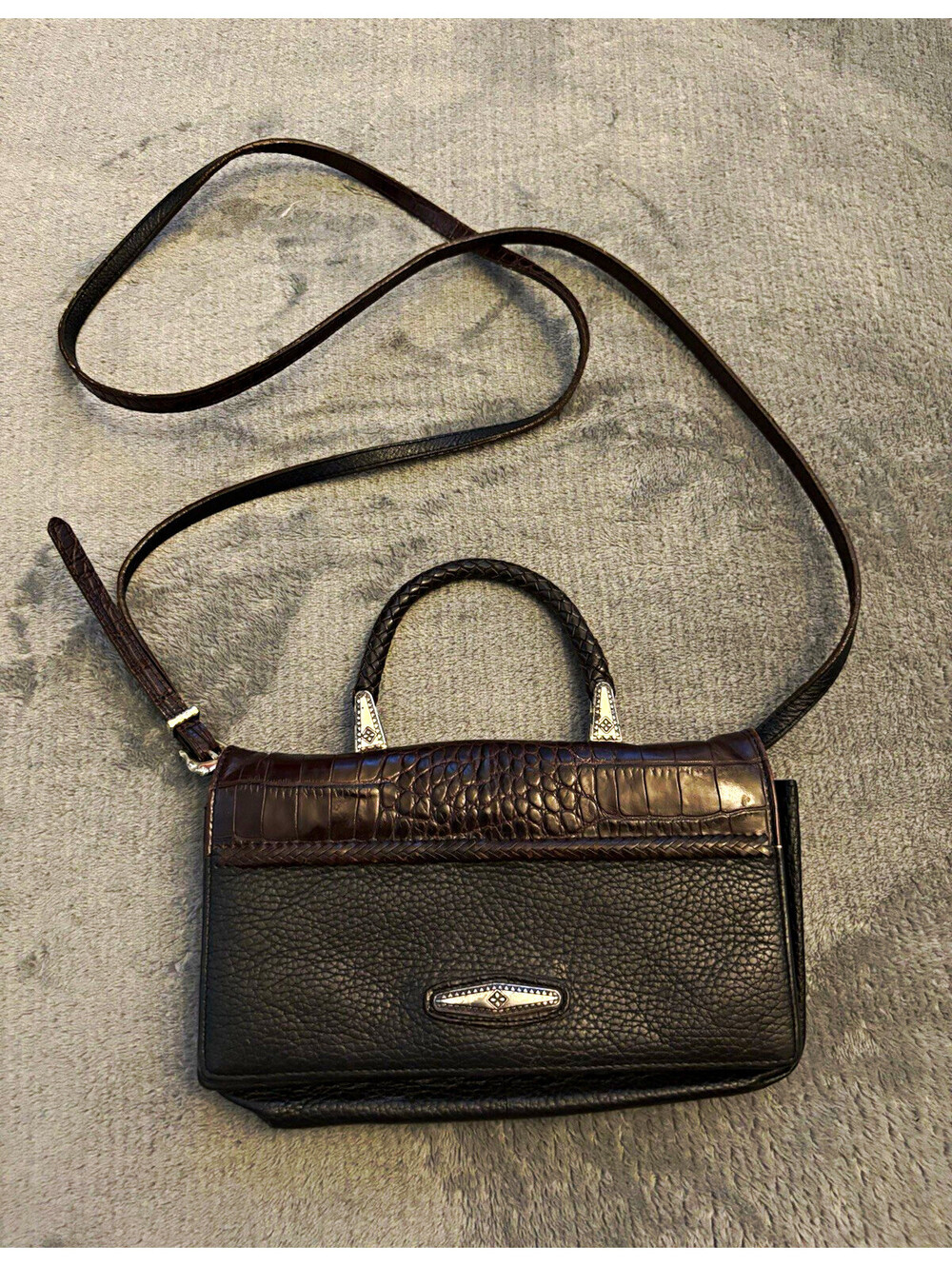 Brighton Black Organizer Crossbody Bag Wallet Purse Detachable Strap